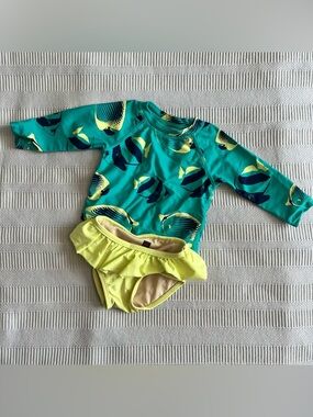 Tea Collection Baby Girl 2-Piece Rashguard Swim Set | 3-6 Months 🌊🐠